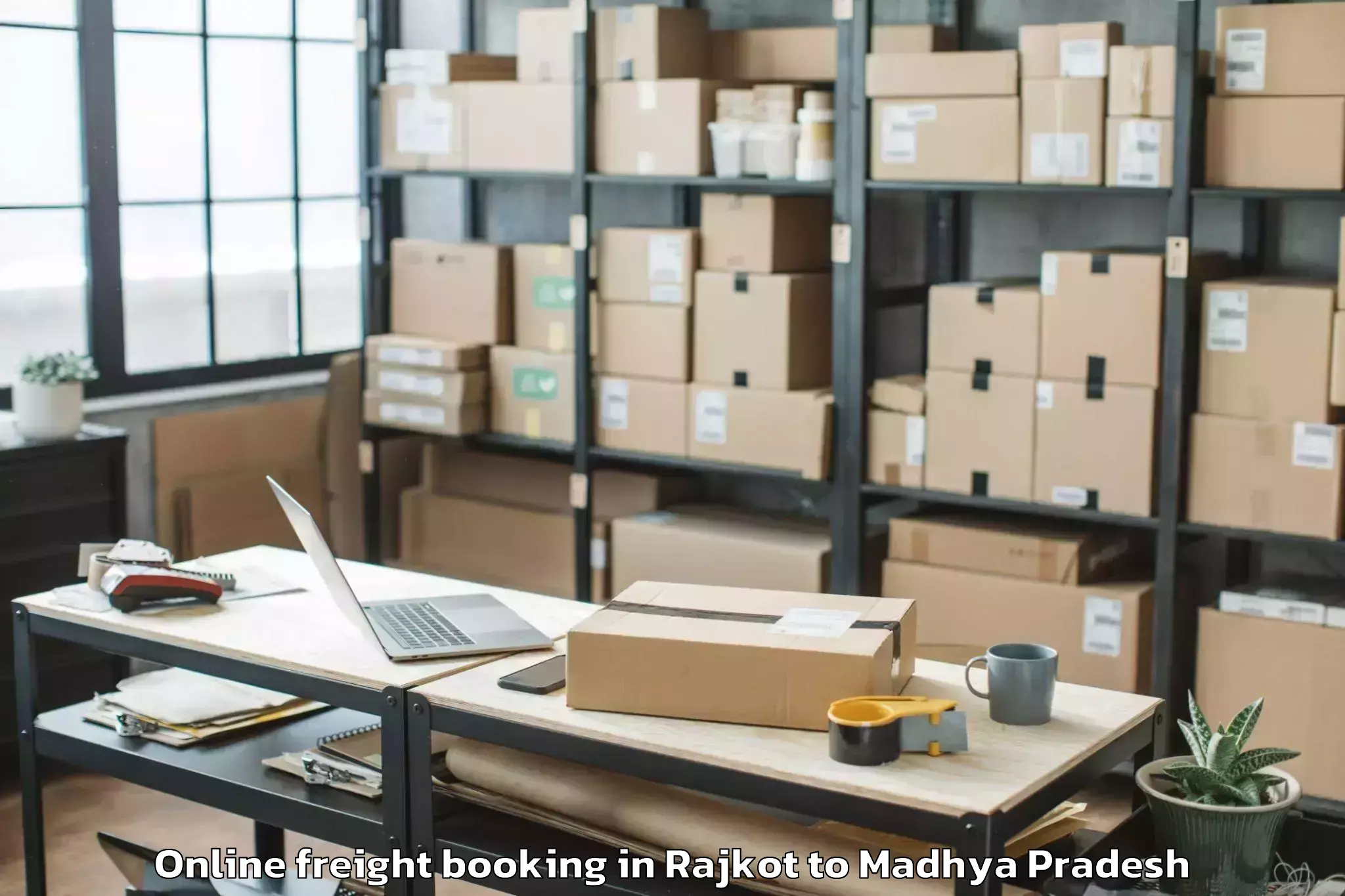 Book Rajkot to Bijawar Online Freight Booking Online